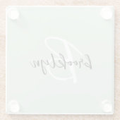 Sage Green Zwart-wit Script Monogram Glazen Onderzetter (Achterkant)