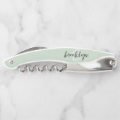 Sage Green Zwart-wit Script Monogram Kurkentrekker (Achterkant)