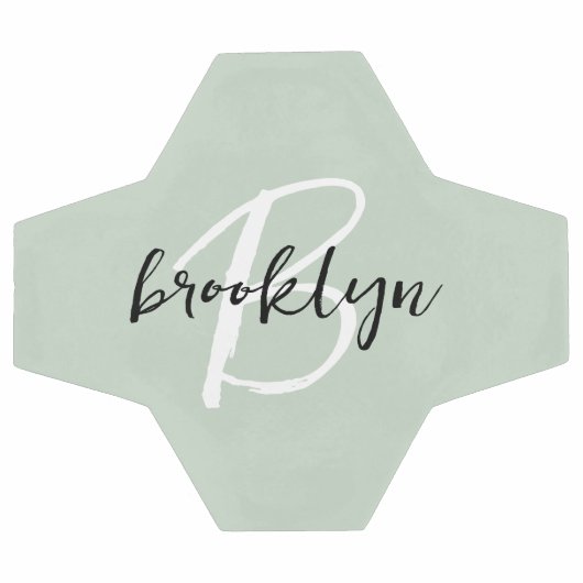 Sage Green Zwart-wit Script Monogram Voetbal (Enkel)