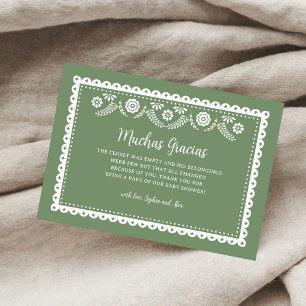 Sage GreenCielito Lindo Baby shower Muchas Gracias Bedankkaart