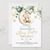 Sage Greenery Beary First Birthday Kaart (Voorkant)