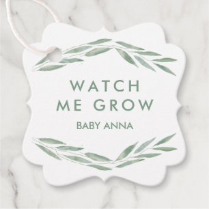 Sage Greenery Bekijk mij Labels kweken, Baby showe