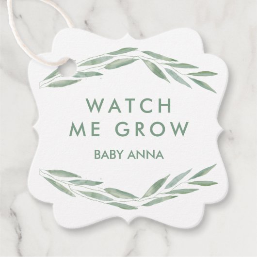 Sage Greenery Bekijk mij Labels kweken, Baby showe (Voorkant)