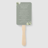 Sage Greenery Bloementypografie Trouwprogramma Handwaaier (Achterkant)