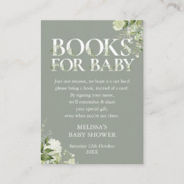 Sage Greenery Boeken voor Baby shower Informatiekaartje