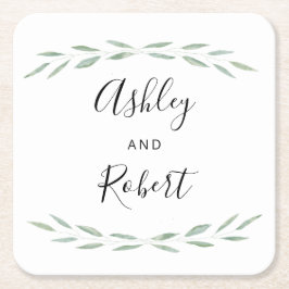 Sage Greenery Botanical Onderzetter, bruiloft Kartonnen Onderzetters