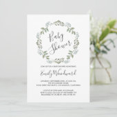 Sage Greenery Botanical WreatBaby shower Kaart (Staand voorkant)