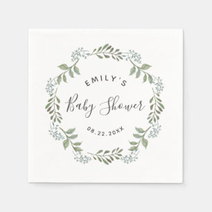 Sage Greenery Botanical WreatBaby shower Servet