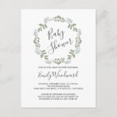 Sage Greenery Botanical WreatBaby shower Uitnodiging Briefkaart (Voorkant)