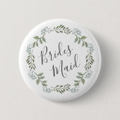 Sage Greenery Botanical Wreatbridesmaid Ronde Button 5,7 Cm (Voorkant)