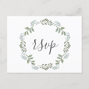 Sage Greenery Botanical Wreath Wedding RSVP Uitnodiging Briefkaart