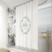 Sage Greenery Botanical Wreatmonogram Douchegordijn