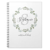 Sage Greenery Botanical Wreatmonogram Notitieboek (Voorkant)