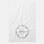 Sage Greenery Botanical Wreatmonogram Theedoek (Verticaal)