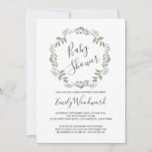 Sage Greenery Botanische Krans Baby Shower Kaart (Voorkant)