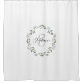 Sage Greenery Botanische Krans Monogram Douchegordijn (Voorkant)
