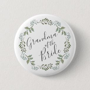 Sage Greenery Botanische Krans Oma van de Bruid Ronde Button 5,7 Cm