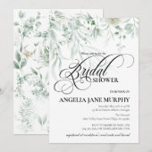 Sage Greenery Bridal Shower Invitation Kaart (Voorkant / Achterkant)