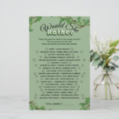 Sage Greenery Bridal Shower Would She Rather Game (Staand voorkant)