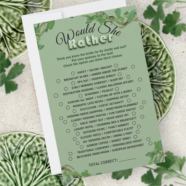 Sage Greenery Bridal Shower Would She Rather Game (Creator heeft geüpload)