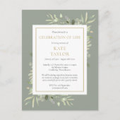 Sage Greenery Celebration of Life Invitation Aankondigingskaart (Voorkant)