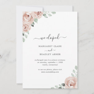Sage Greenery Dusty Roos Pink Floral Elopement Aankondiging