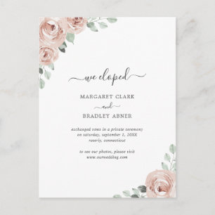 Sage Greenery Dusty Roos Pink Floral Elopement Aankondigingskaart