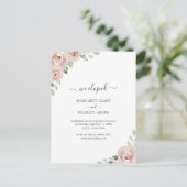 Sage Greenery Dusty Roos Pink Floral Elopement Aankondigingskaart (Staand voorkant)