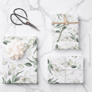 Sage Greenery Elegant Soft Gold Botanical Foliage Inpakpapier Vel
