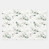 Sage Greenery Elegant Soft Roos Gold Foliage Inpakpapier Vel (Voorkant 3)