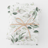Sage Greenery Elegant Soft Roos Gold Foliage Inpakpapier Vel (In situ)