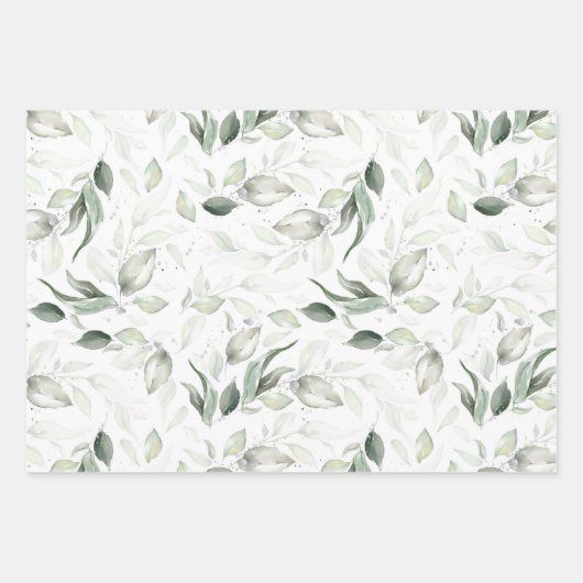 Sage Greenery Elegant Soft Silver Foliage Inpakpapier Vel (Voorkant)