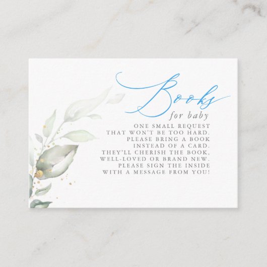 Sage Greenery en Blue Typography Books for Baby Informatiekaartje (Voorkant)