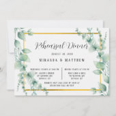 Sage Greenery Faux Gold Geometric Rehearsal Dinner Kaart (Voorkant)