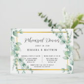 Sage Greenery Faux Gold Geometric Rehearsal Dinner Kaart (Staand voorkant)