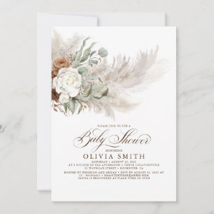 Sage Greenery Floral Pampas Grass Boho Baby shower Kaart