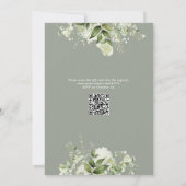 Sage Greenery Floral QR Code Baby shower Kaart (Achterkant)