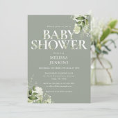 Sage Greenery Foliage Geslachtsneutraal Baby showe Kaart (Staand voorkant)