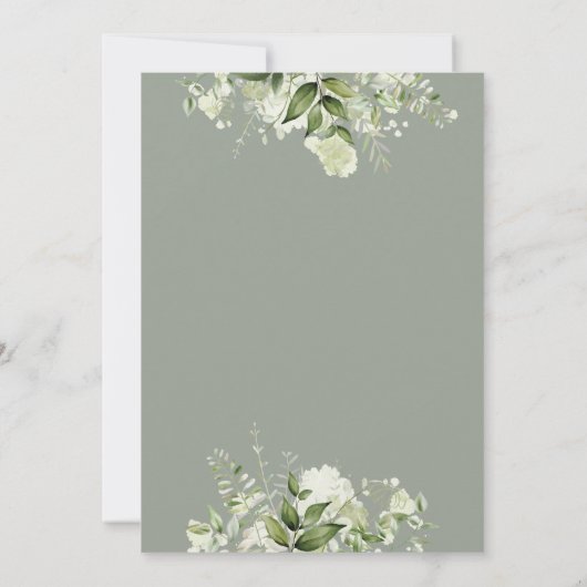 Sage Greenery Foliage Geslachtsneutraal Baby showe Kaart (Achterkant)
