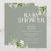 Sage Greenery Foliage Geslachtsneutraal Baby showe Kaart (Voorkant / Achterkant)