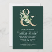 Sage Greenery Gold Ampersand Emerald Green Wedding Kaart (Voorkant)