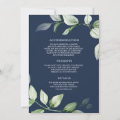 Sage Greenery Gold Ampersand Navy Blue Wedding Kaart (Achterkant)