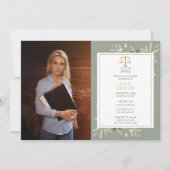 Sage Greenery Gouden Afstudeerfoto Rechtenfacultei Kaart (Voorkant)