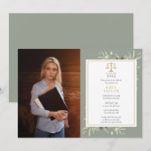 Sage Greenery Gouden Afstudeerfoto Rechtenfacultei Kaart (Voorkant / Achterkant)