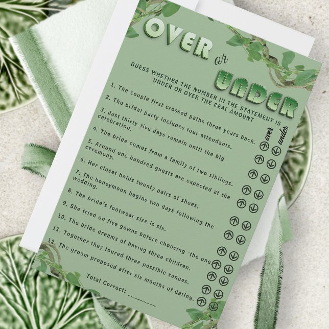 Sage Greenery Over or Under Bridal Shower Fun Game (Creator heeft geüpload)