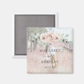 Sage Greenery Pink Floral Dusty Roos Foto bruiloft Magneet (Voorkant / Achterkant)