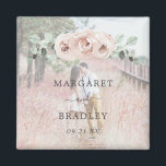 Sage Greenery Pink Floral Dusty Roos Foto bruiloft Magneet<br><div class="desc">Elegant floral Wedding Magnet met waterverf beschilderde rozen in stoffige roos roze en groen in grijstinten,  samen met uw namen en datum over uw favoriete foto. Deze mooie botanische Wuwnetten kunnen gebruikt worden voor huwelijksgunsten of als Save the Date.</div>