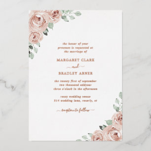 Sage Greenery Pink Floral Dusty Roos Gold Wedding Folie Uitnodiging
