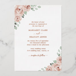 Sage Greenery Pink Floral Dusty Roos Gold Wedding Folie Uitnodiging