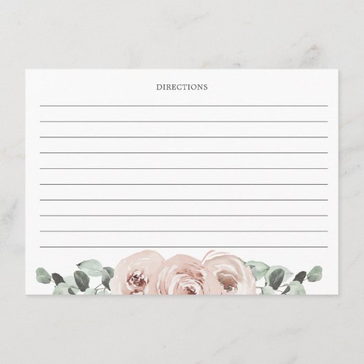 Sage Greenery Pink Floral Dusty Roos Recipe Kaart (Achterkant)